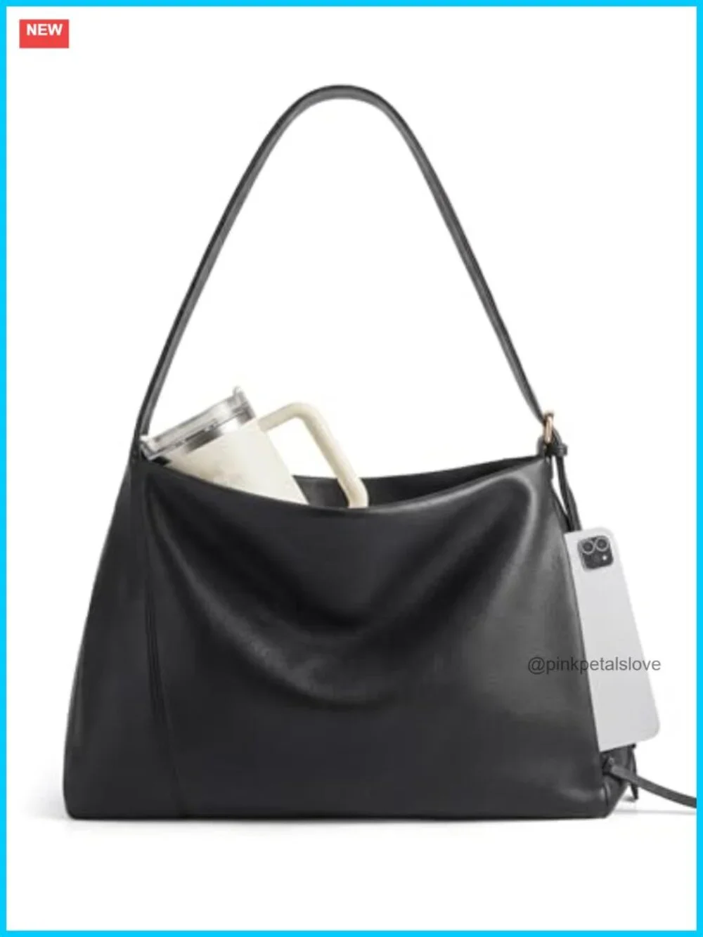 Large Hobo Shoulder Bag Vegan Leather Tote Crossbody with Multi-Pockets